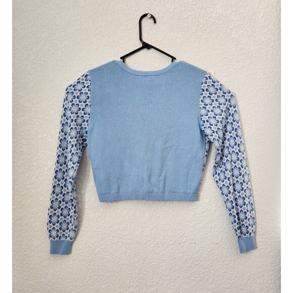 Hollister Women's Blue/White Cropped Button Up Cardigan Sweater Size Large NWOT - Picture 4 of 8